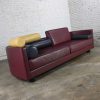 Postmodern Italian Molto + Di Maroon Leather Sofa by Ammannati & Vitelli for I 4 Mariani