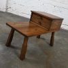 Vintage Rustic Ranch Oak Step End Table with 2 Drawers & Acorn Brown finish by A. Brandt