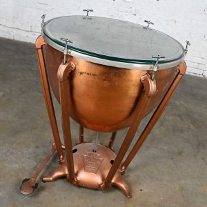 Early 20th Century Steampunk Industrial Rustic Copper Kettle Drum Center Table by WFL Drum Company