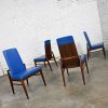 Vintage Mid Century Modern Foster McDavid Cobalt Blue Faux Leather Dining Chairs Set of 4