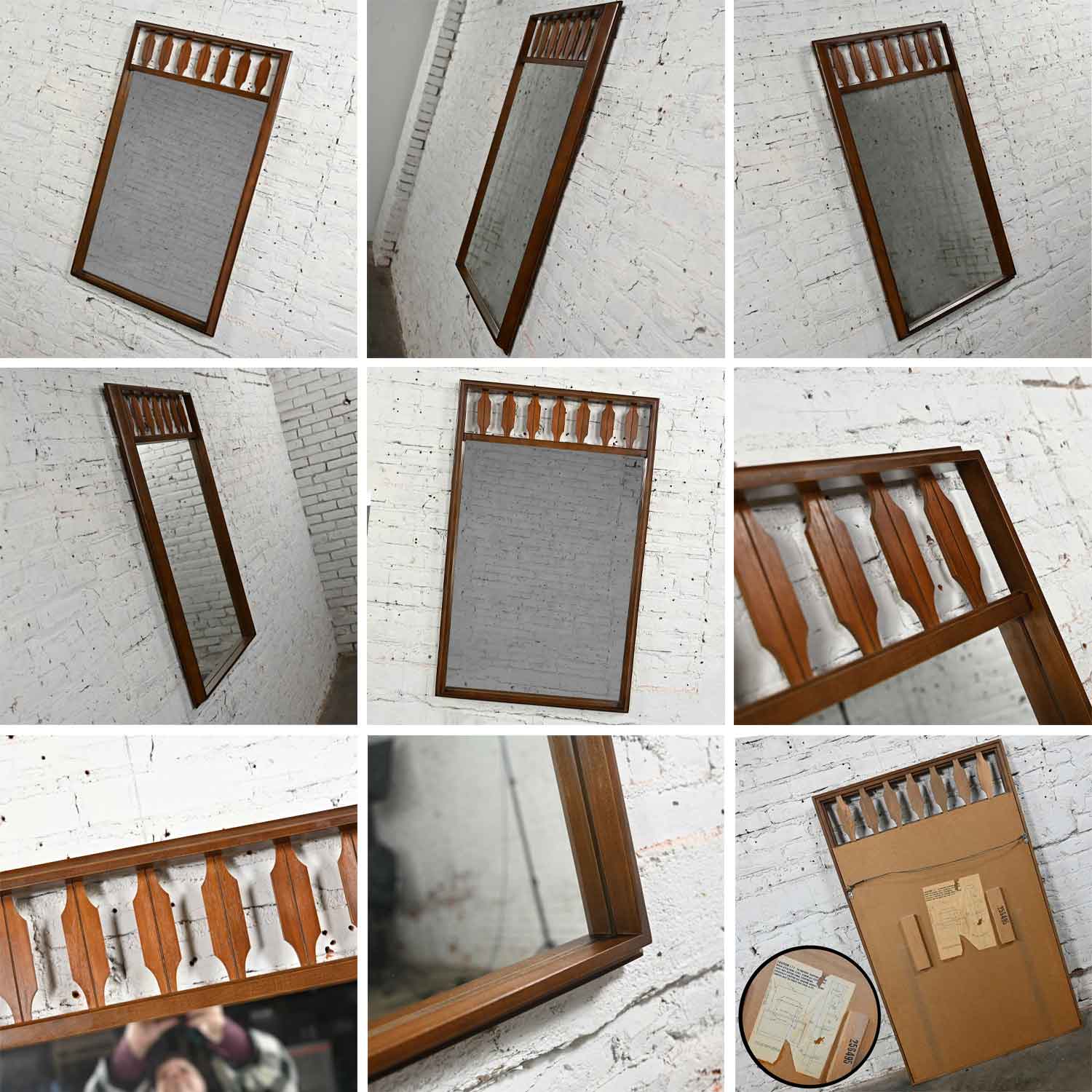 Vintage Mid Century Modern Johnson Carper Fashion Trend 4 Piece Walnut Bedroom Set Dresser Mirror & Nightstands