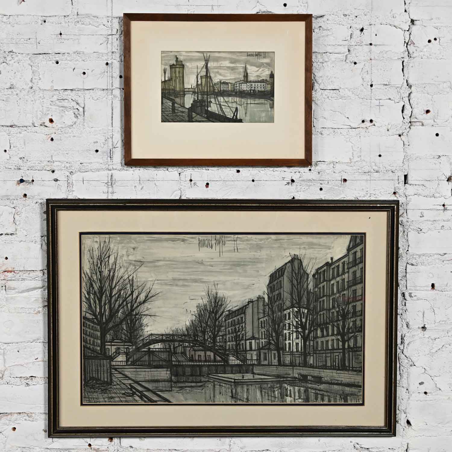 Vintage MCM St Martin Canal & France Port de La Rochelle Bernard Buffet Lithograph Prints