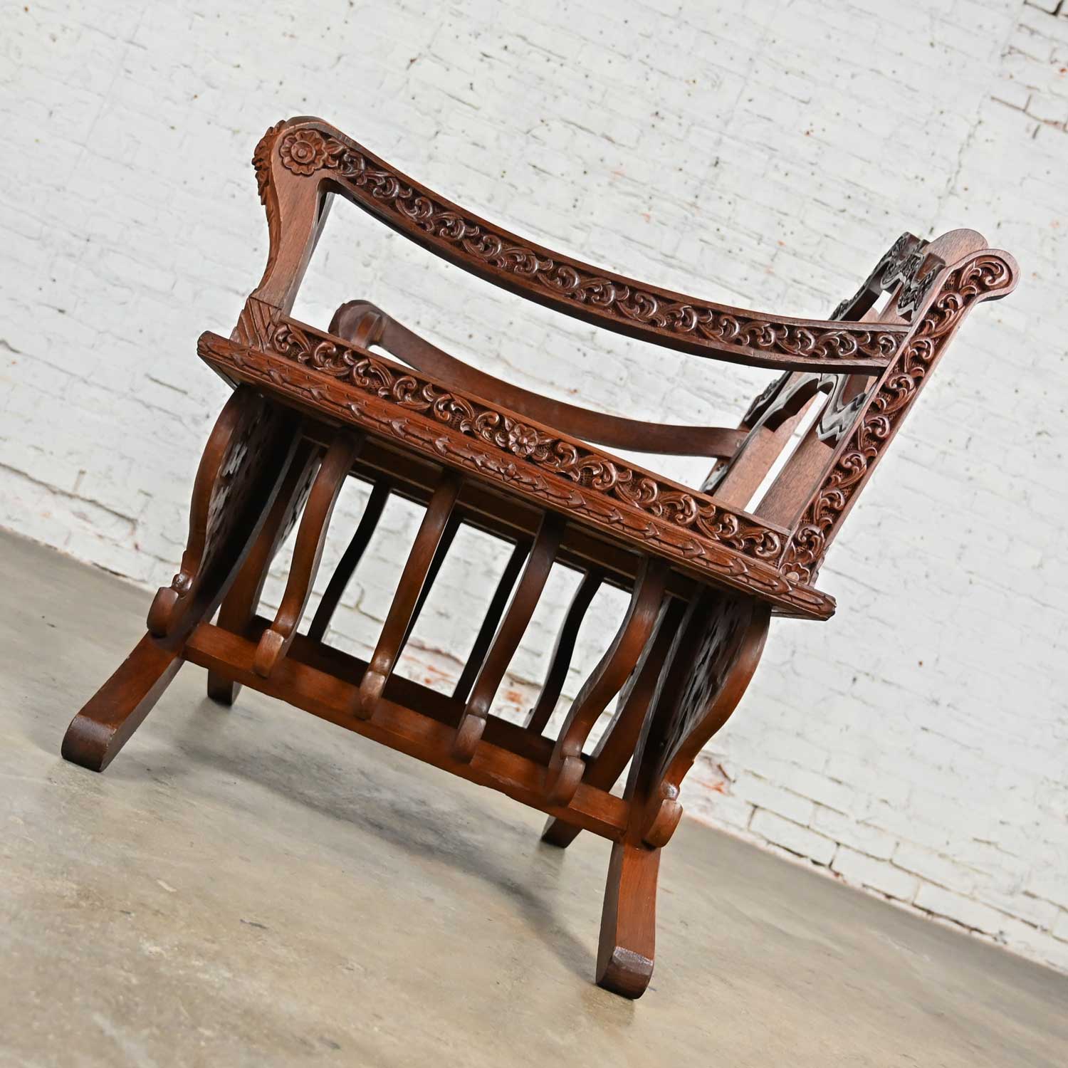 Vintage Chinoiserie Hand Carved Rosewood Howdah or Elephant Saddle Chair from Bangkok Thailand