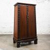 Vintage Chinoiserie Hand Carved Rosewood Trapezoid Armoire Cabinet from Bangkok Thailand