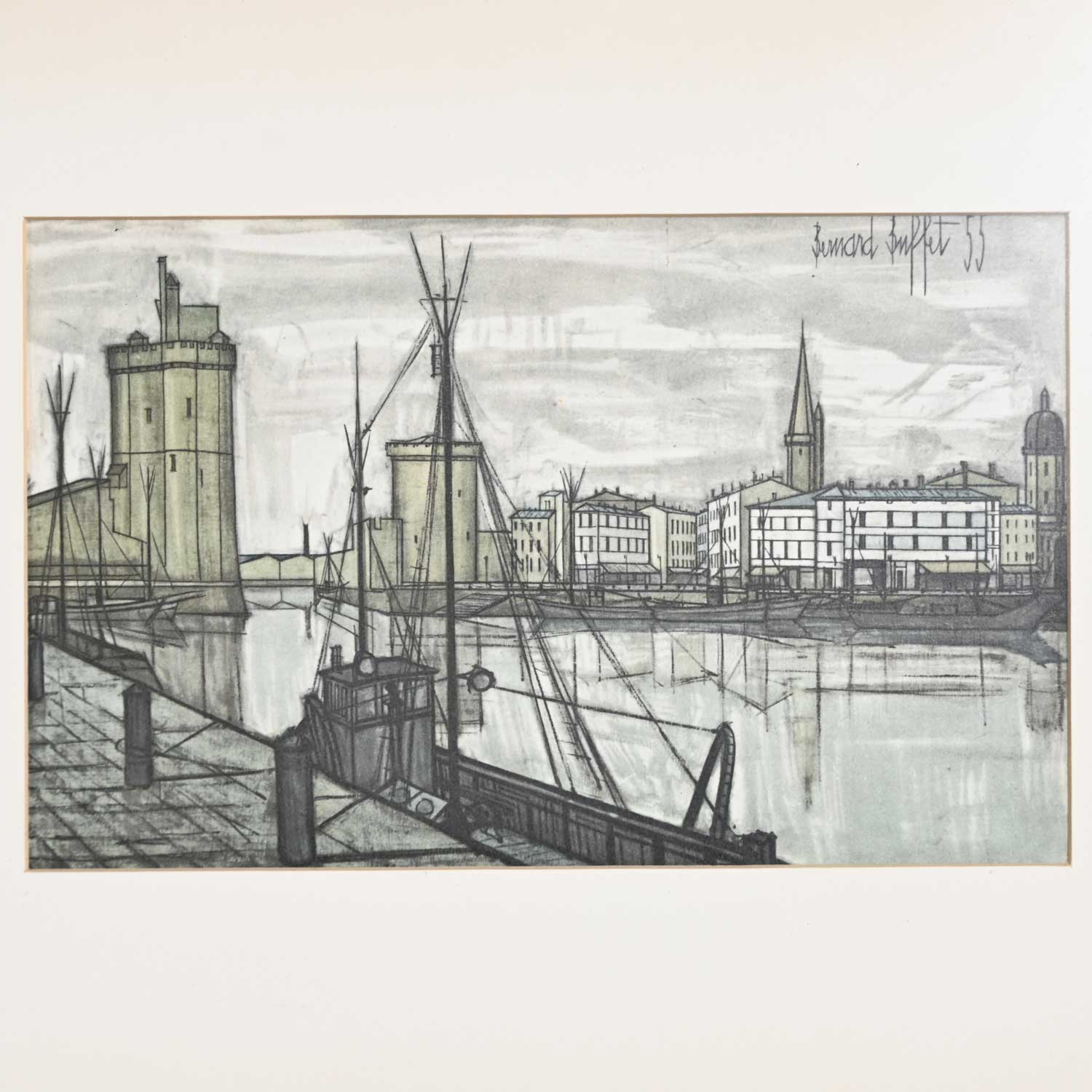 Vintage MCM St Martin Canal & France Port de La Rochelle Bernard Buffet Lithograph Prints