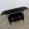 Mid-20th Century Regency Style Drexel Black & Gold Drop Leaf Rolling Server Dry Bar Beverage Cart