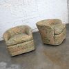 Late 20th Century Modern Drexel Heritage Swivel Barrel Chairs Original Fabric, a Pair