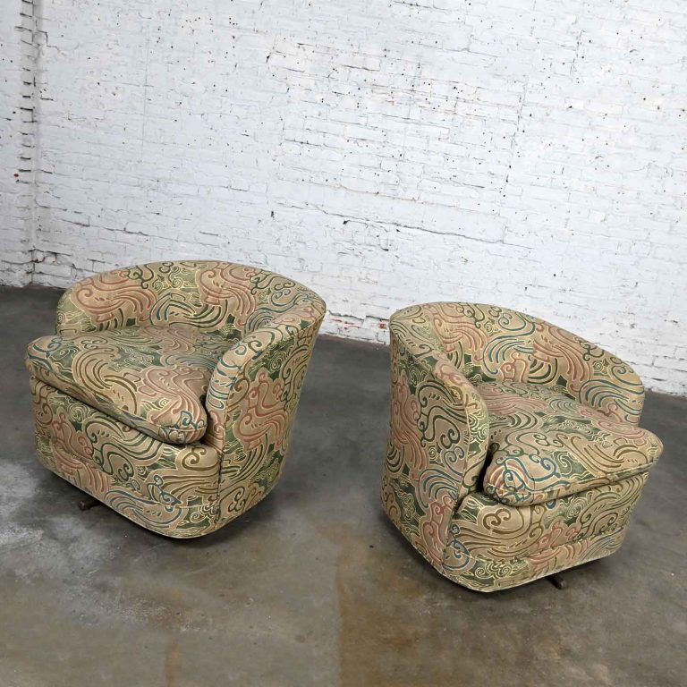 Late 20th Century Modern Drexel Heritage Swivel Barrel Chairs Original