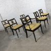 Mid-20th Century Chinoiserie Regency Style Union National Patinated Black Painted & Gilt Dining Chairs Set of 6