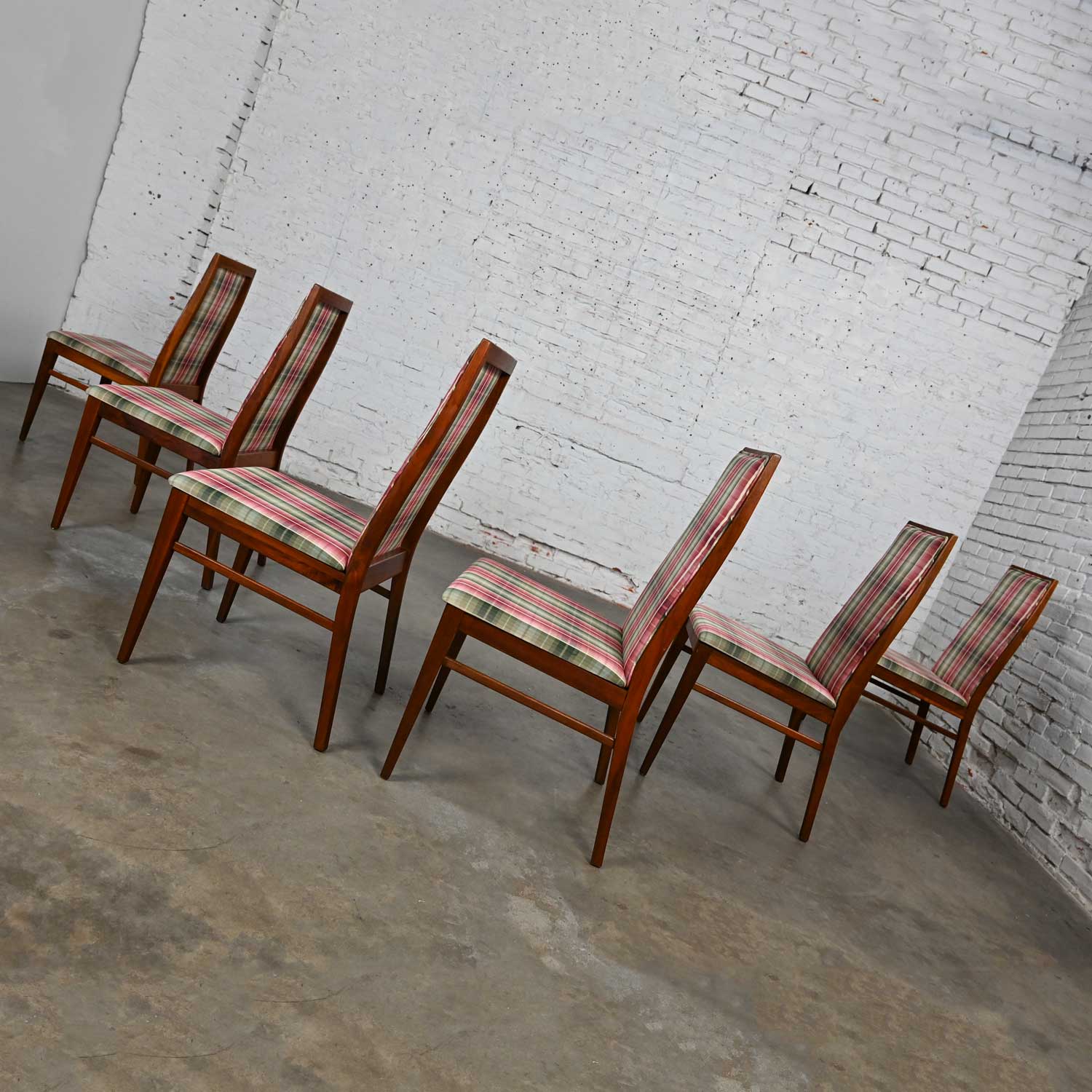1970’s Mid Century Modern Dillingham Espirit Line Walnut Dining Chairs by Merton Gershun Set of 6