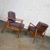 Mid-20th Century Modern Arm Lounge Chairs Tapered Legs & Brass Sabots Style of Folke Ohlsson for DUX