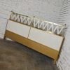 Mid-20th Century Hollywood Regency Art Deco King Headboard in Leather & Brass by Renzo Rutili for Johnson Furniture