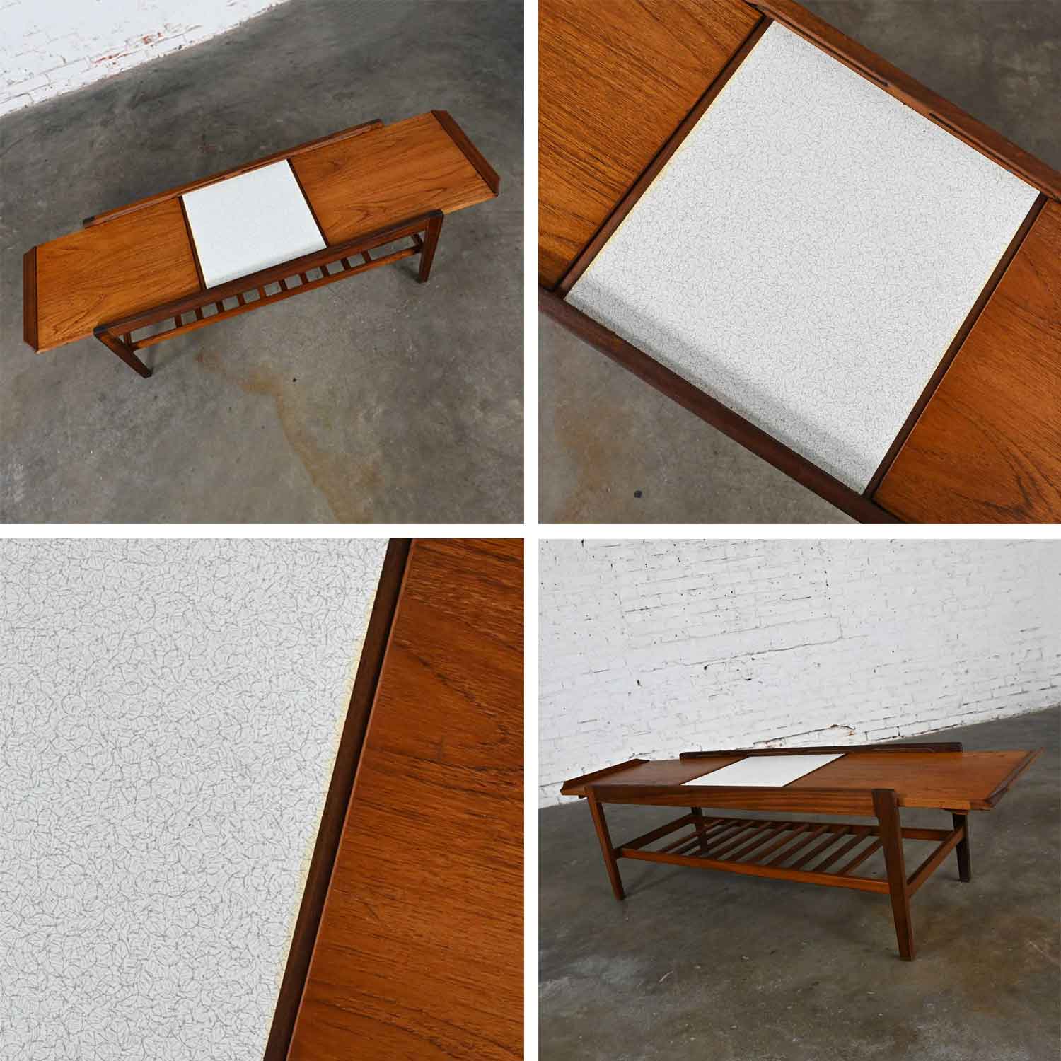 1960’s MCM Scandinavian Modern Style Teak Extending Coffee Table Sliding Top Attributed to Remploy