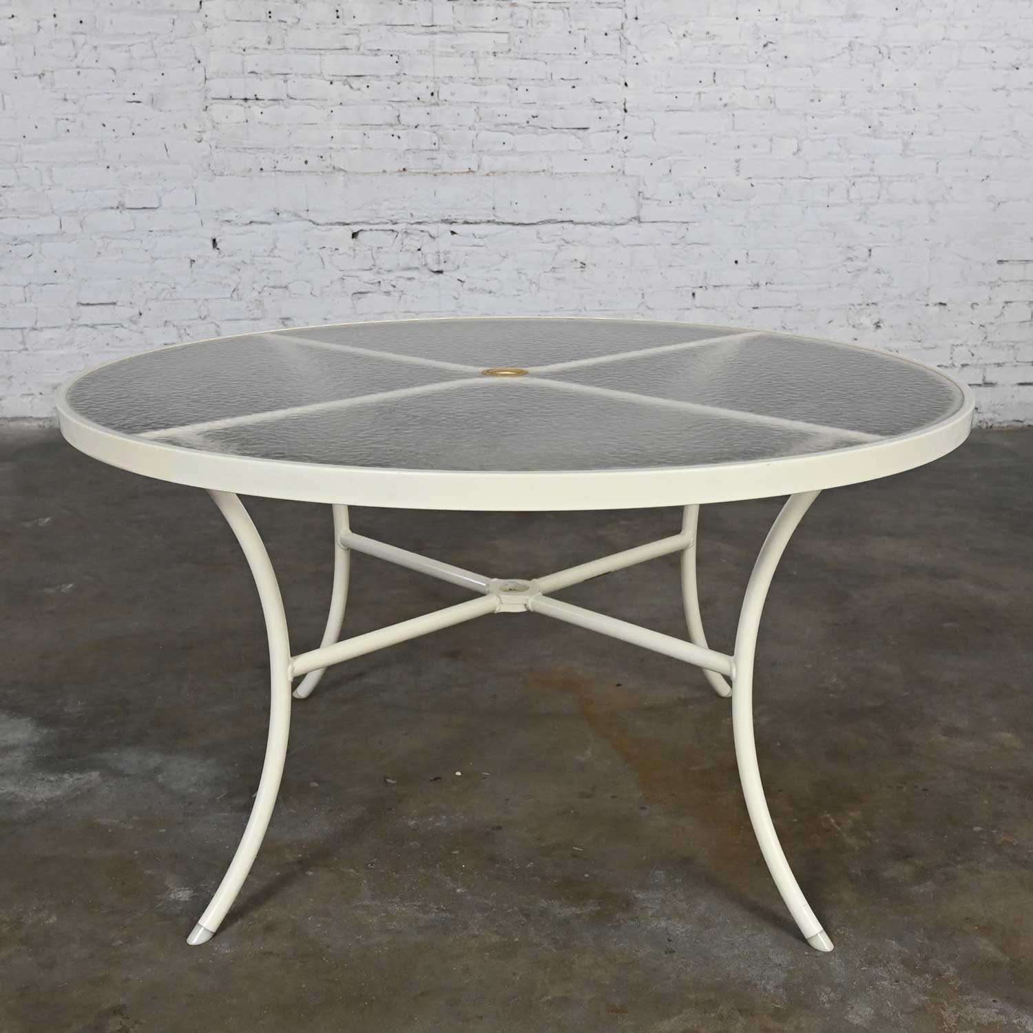 Mid-20th Century MCM Tropitone Outdoor Table with Curved Legs & Round Dimpled Acrylic Top