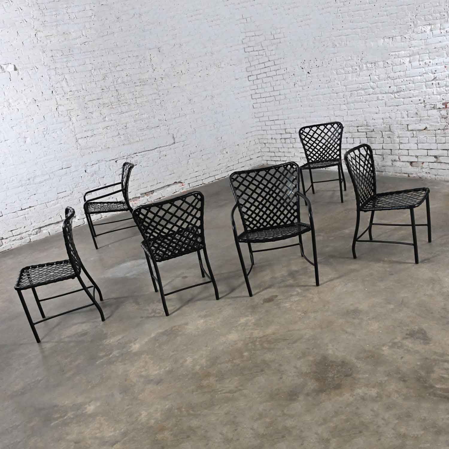Mid-20th Century MCM Brown Jordan Tamiami Outdoor Dining Chairs 4 Side & 2 Armchairs by Hall Bradley, Set of 6