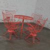 Mid-20th Century MCM Homecrest Outdoor Coral Adjustable Dining Coffee or End Table & 4 Springer Chairs