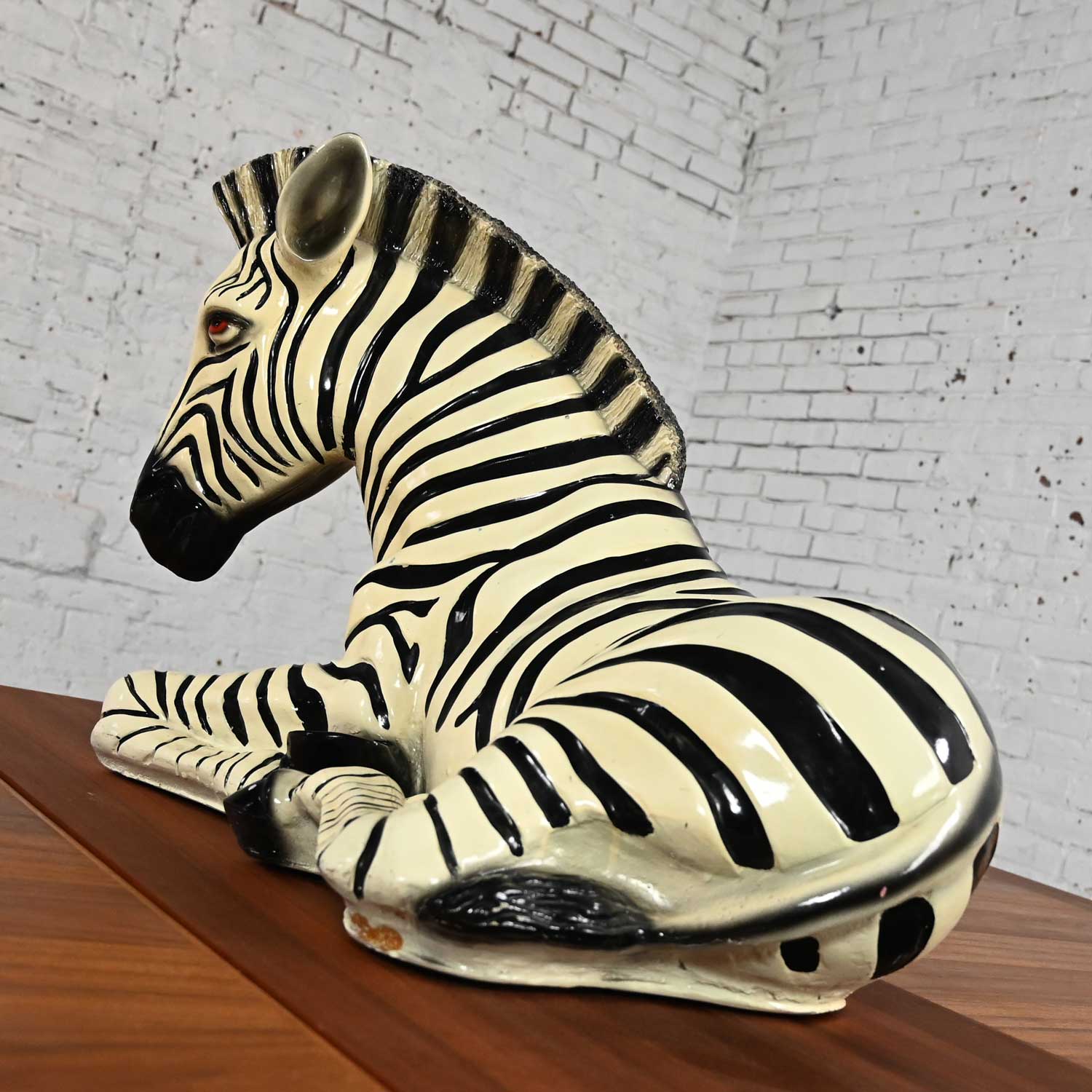 1970's Marwal Industries Large Scale Zebra Molded Resin Statue or Sculpture  – warehouse 414