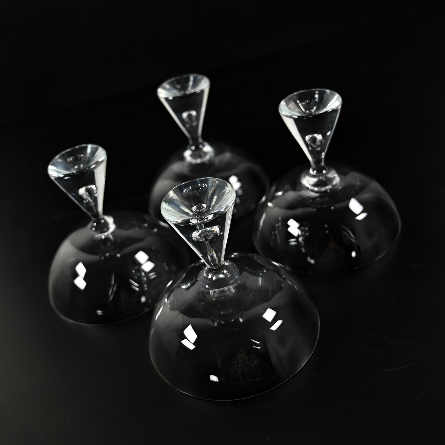 Mid-20th Century Scandinavian Modern Bent Severin for Holmegaard Crystal Princess Tall Sherbet or Champagne Glasses Set of 4