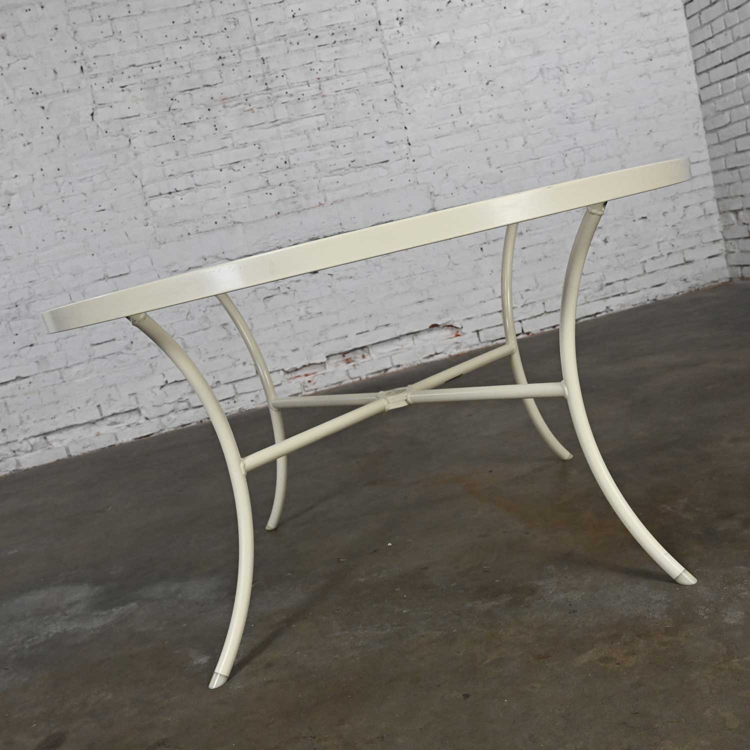 Mid-20th Century MCM Tropitone Outdoor Table with Curved Legs & Round Dimpled Acrylic Top