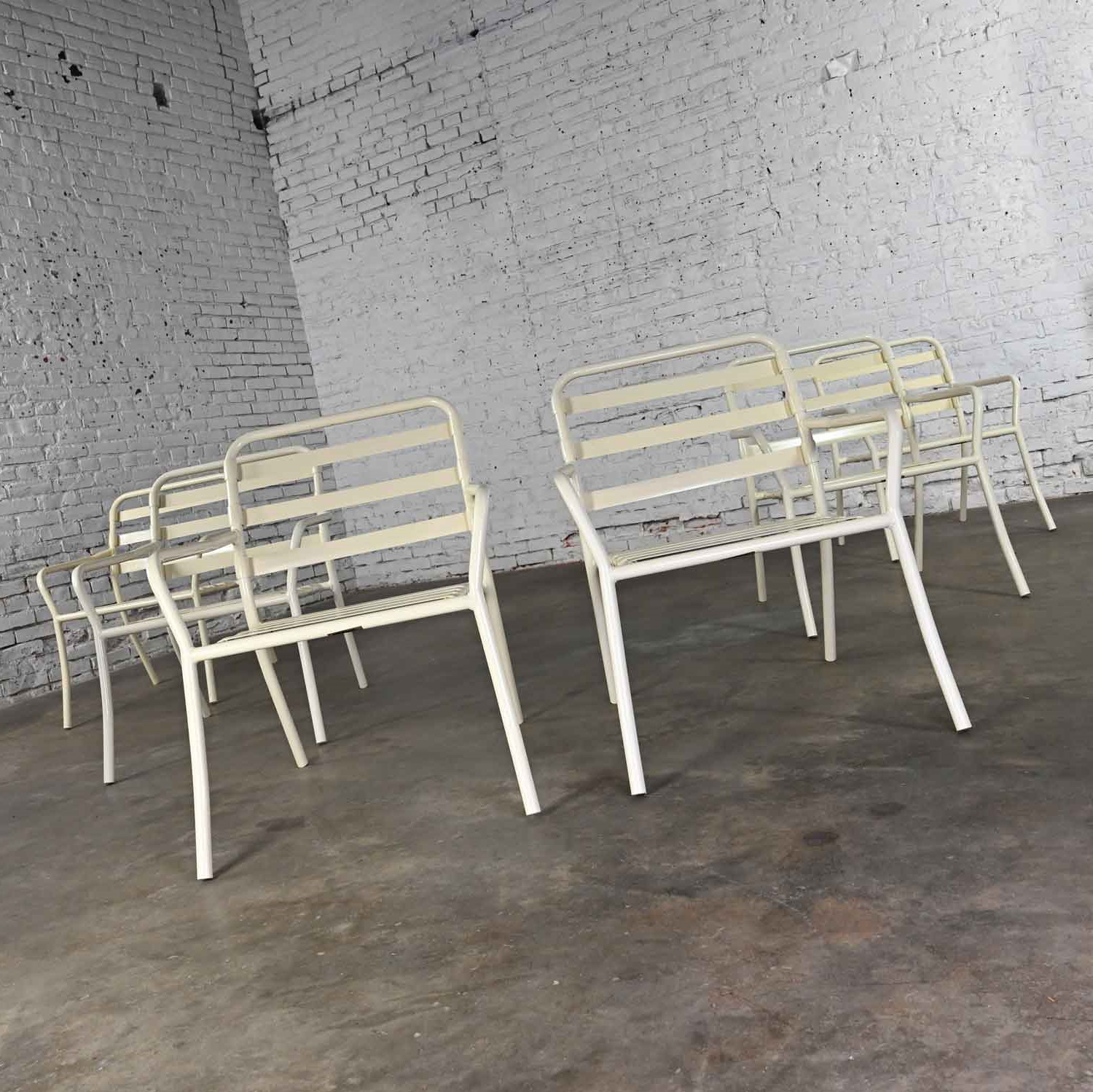 Mid-20th Century MCM Tropitone Outdoor Chairs with Vinyl Straps & Cushions Set of 6