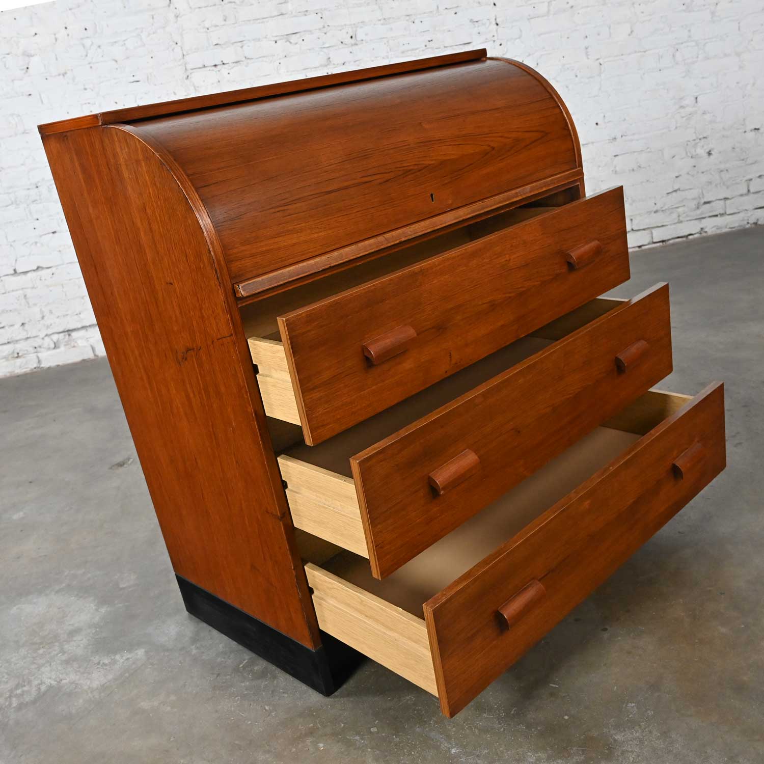 Mid-20th Century Scandinavian Modern Teak Roll Top Desk or Dresser