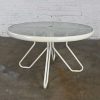 Mid-20th Century MCM Style of Tropitone Outdoor Table Paperclip Pedestal Base & Round Dimpled Glass Top