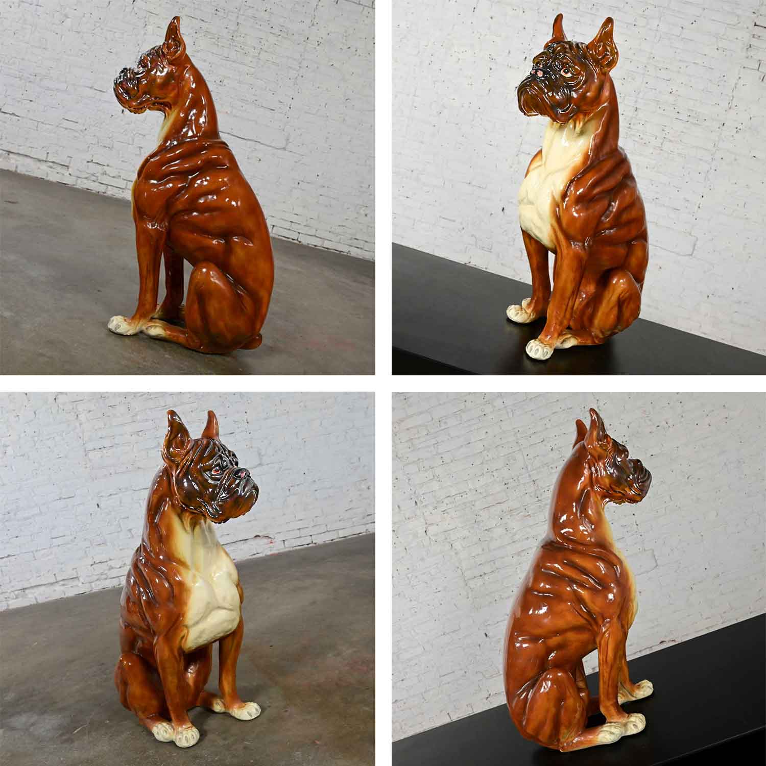 1970’s Large Scale Molded Resin Boxer Dog Statue or Sculpture Style of Marwal Industries