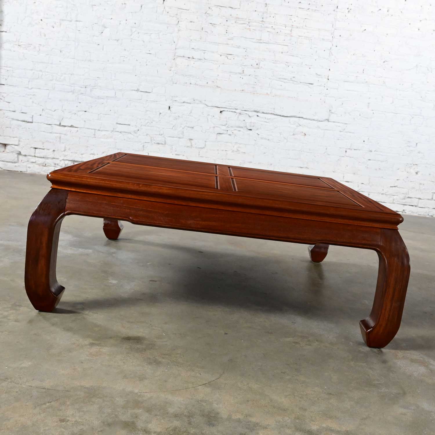 Late 20th Century Ming Style Solid Rosewood Square Coffee Table w/ Chow Legs