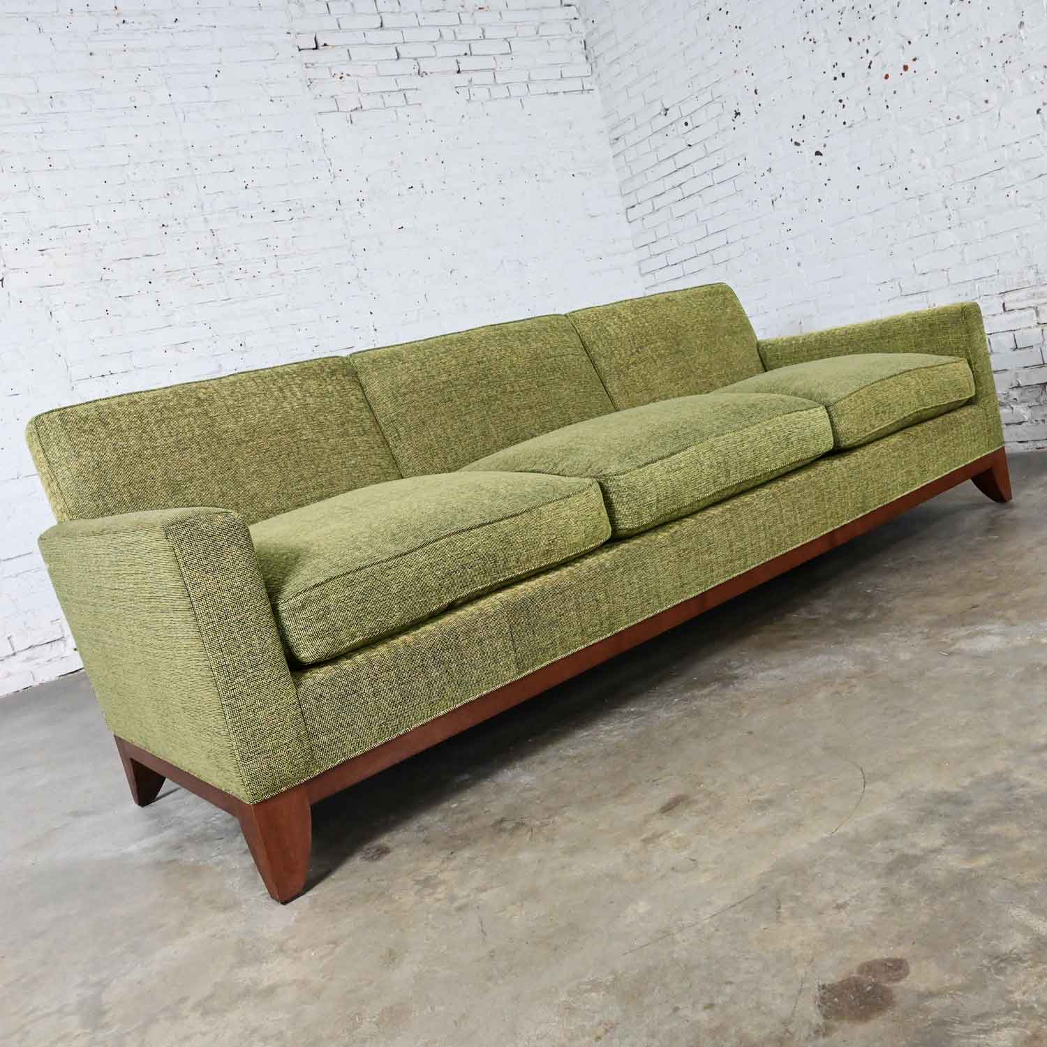 Late 20th Century Modern Custom-Made Lawson Style Large Scale Tight Back Khaki Green Sofa