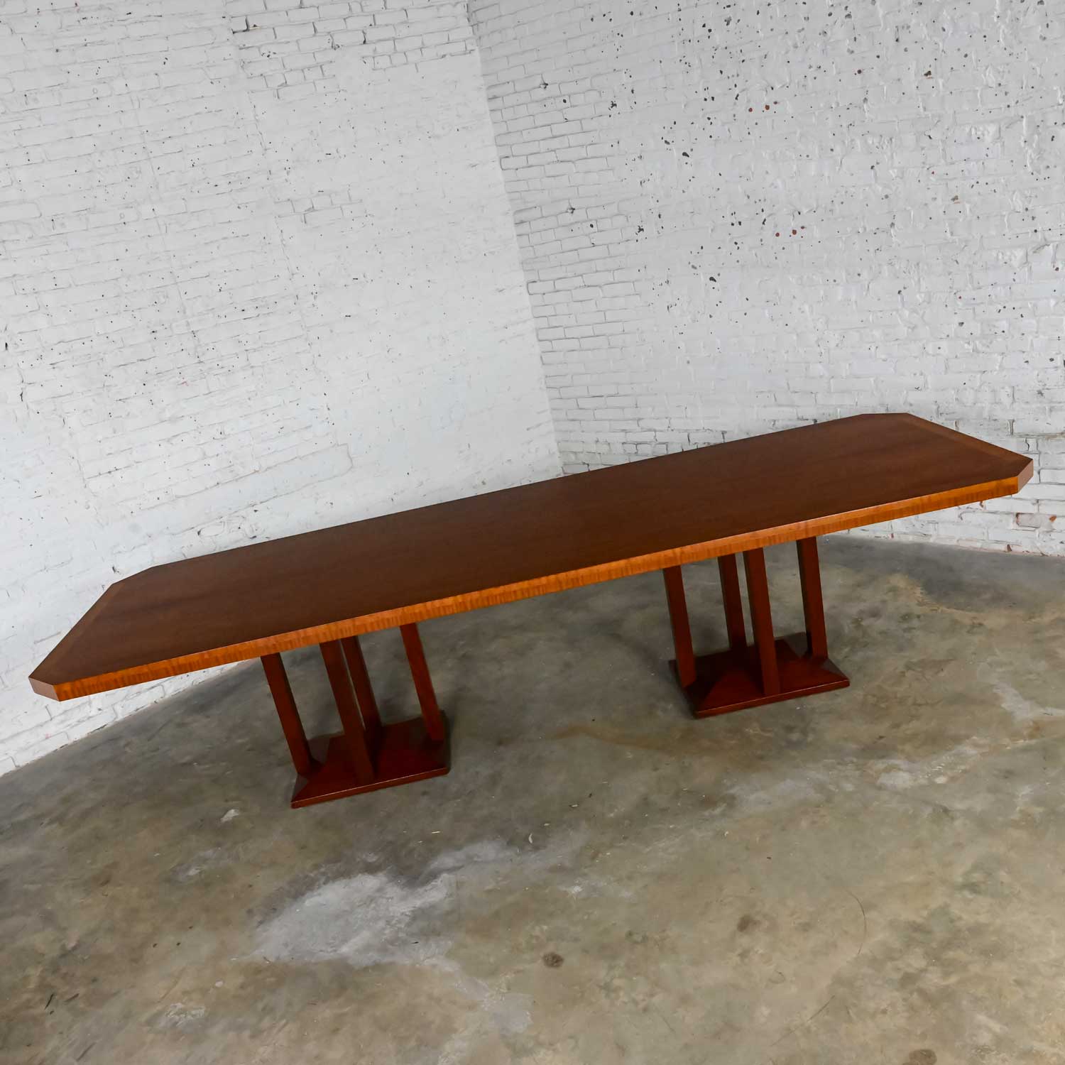 Late 20th Century Modern Large Custom Mahogany Double Pedestal Dining or Conference Table