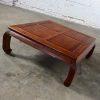 Late 20th Century Ming Style Solid Rosewood Square Coffee Table w/ Chow Legs