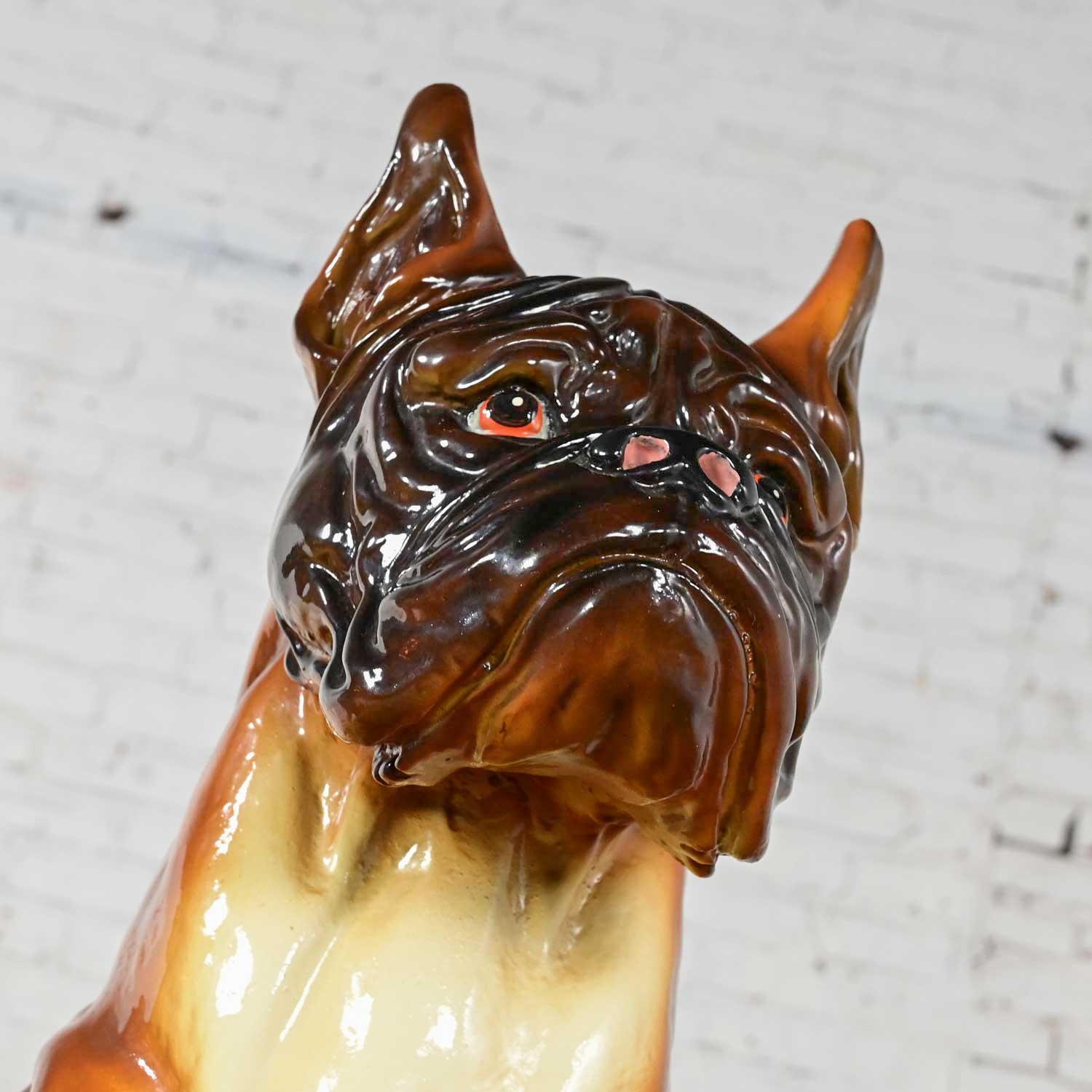 1970’s Large Scale Molded Resin Boxer Dog Statue or Sculpture Style of Marwal Industries
