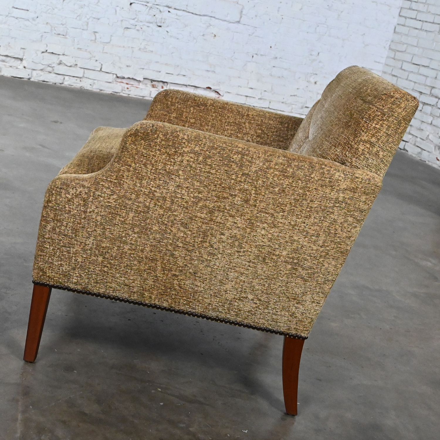 Late 20th to Early 21st Century Modern Khaki Accent Lounge Chair Down Seat & Tight Back