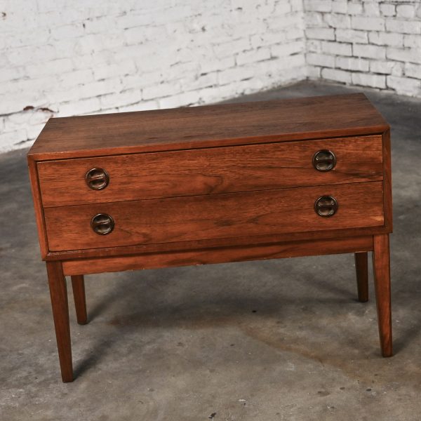 1950-1960’s Scandinavian Modern Teak Low Dresser Cabinet or Credenza Attributed to Arne Wahl Iversen for Vintage IKEA