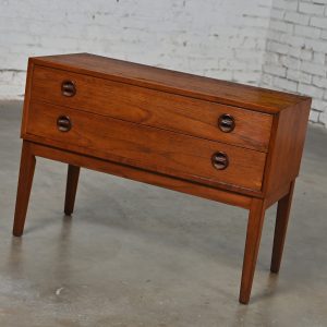1950-1960’s Scandinavian Modern Teak Low Dresser Cabinet or Credenza Attributed to Arne Wahl Iversen for Vintage IKEA