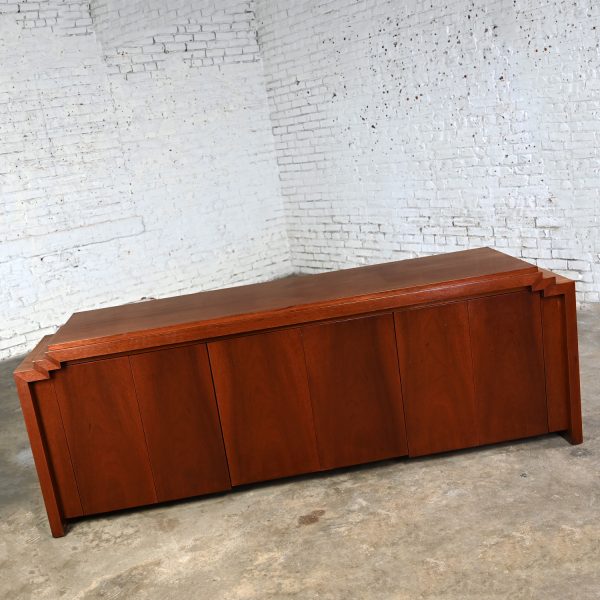 Late 20th Century Art Deco Revival to Postmodern Custom Mahogany Credenza Sideboard Buffet Cabinet