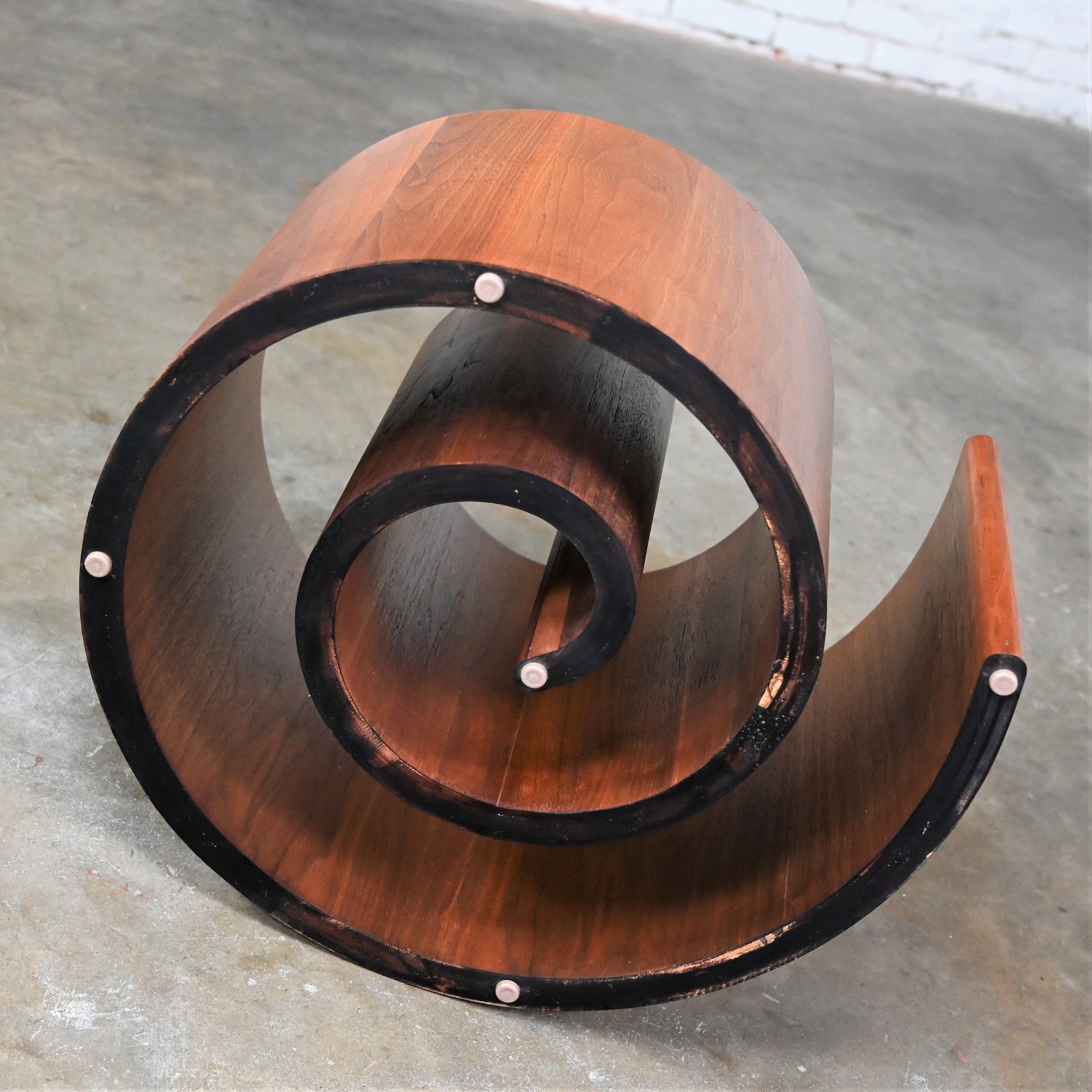 Mid-20th Century Mid-Century Modern Coffee Table Walnut Spiral or Snail Pedestal with Glass Top