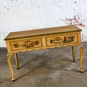 Antique Chinoiserie Hunt Style Buffet Sideboard or Server Hand Painted with Cabriole Legs