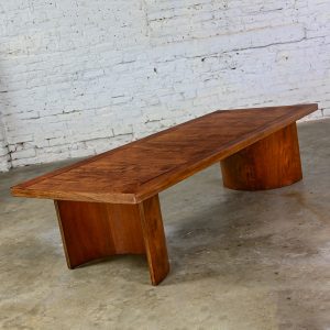 1970’s Modern Coffee Table by Kroehler Rectangle Top & Bentwood Curved Double U-Shaped Base