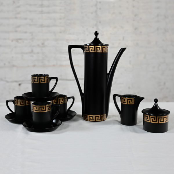 1960-1970’s MCM to Modern Portmeirion Pottery Greek Key Espresso Coffee Service Susan Williams Ellis Designs