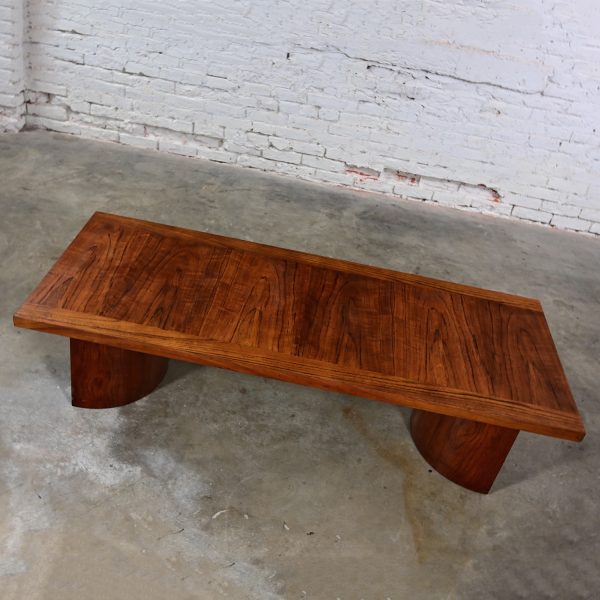 1970’s Modern Coffee Table by Kroehler Rectangle Top & Bentwood Curved Double U-Shaped Base