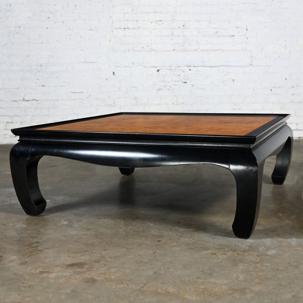 Late 20th Century Ming Style Black & Burl Coffee Table Attributed to Chin Hua Collection by Raymond K. Sabota for Century Furniture