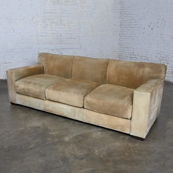 Late 20th Century Lawson Style Sofa by Ralph Lauren for Henredon Original Buff Suede Leather