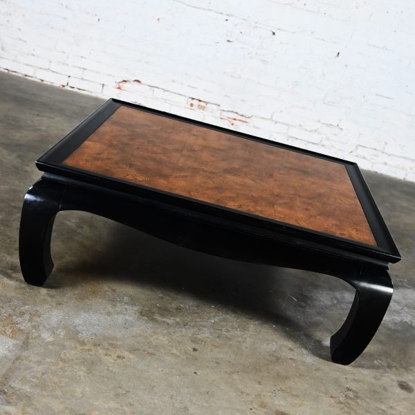 Late 20th Century Ming Style Black & Burl Coffee Table Attributed to Chin Hua Collection by Raymond K. Sabota for Century Furniture