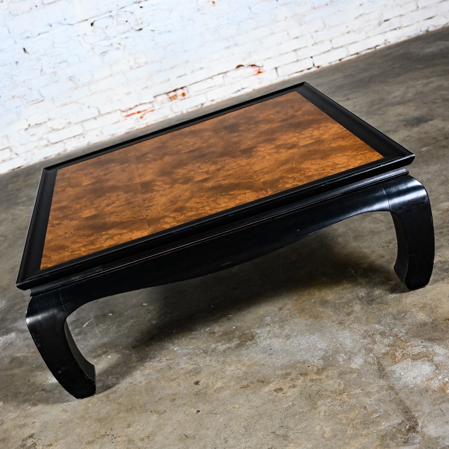 MCM to Modern Dunbar Coffee or End Table Square Parsons Style Inlaid Brass  Detail by Edward Wormley