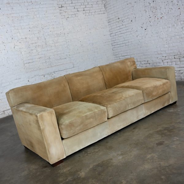 Late 20th Century Lawson Style Sofa by Ralph Lauren for Henredon Original Buff Suede Leather