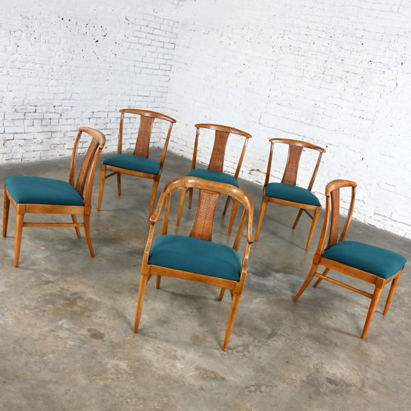 1960-1970’s Chinoiserie Hollywood Regency Yoke Back Dining Chairs Tamerlane Collection by Thomasville Set of 6