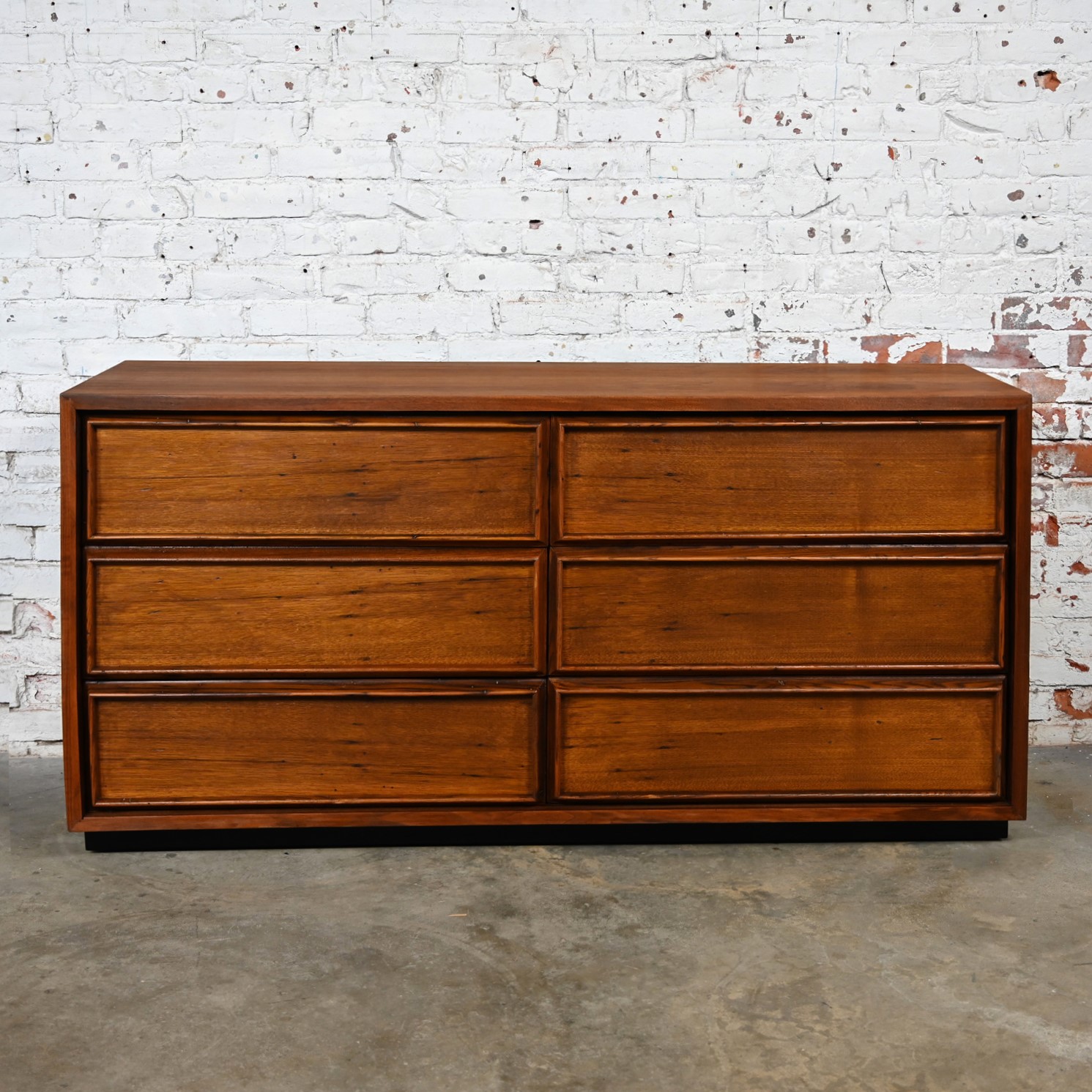Mid Century Modern 6 Drawer Dresser by Dillingham Walnut & Pecky Cypress