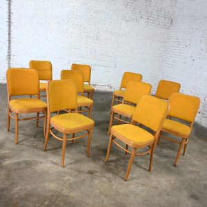 10 Armless Late 20th Century Bauhaus Beech Bentwood Josef Hoffman Prague 811 Side Dining Chairs Style of Thonet