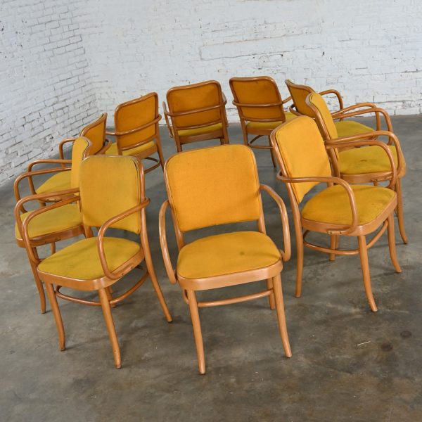10 Armed Late 20th Century Bauhaus Beech Bentwood Josef Hoffman Prague 811 Dining Chairs Style of Thonet
